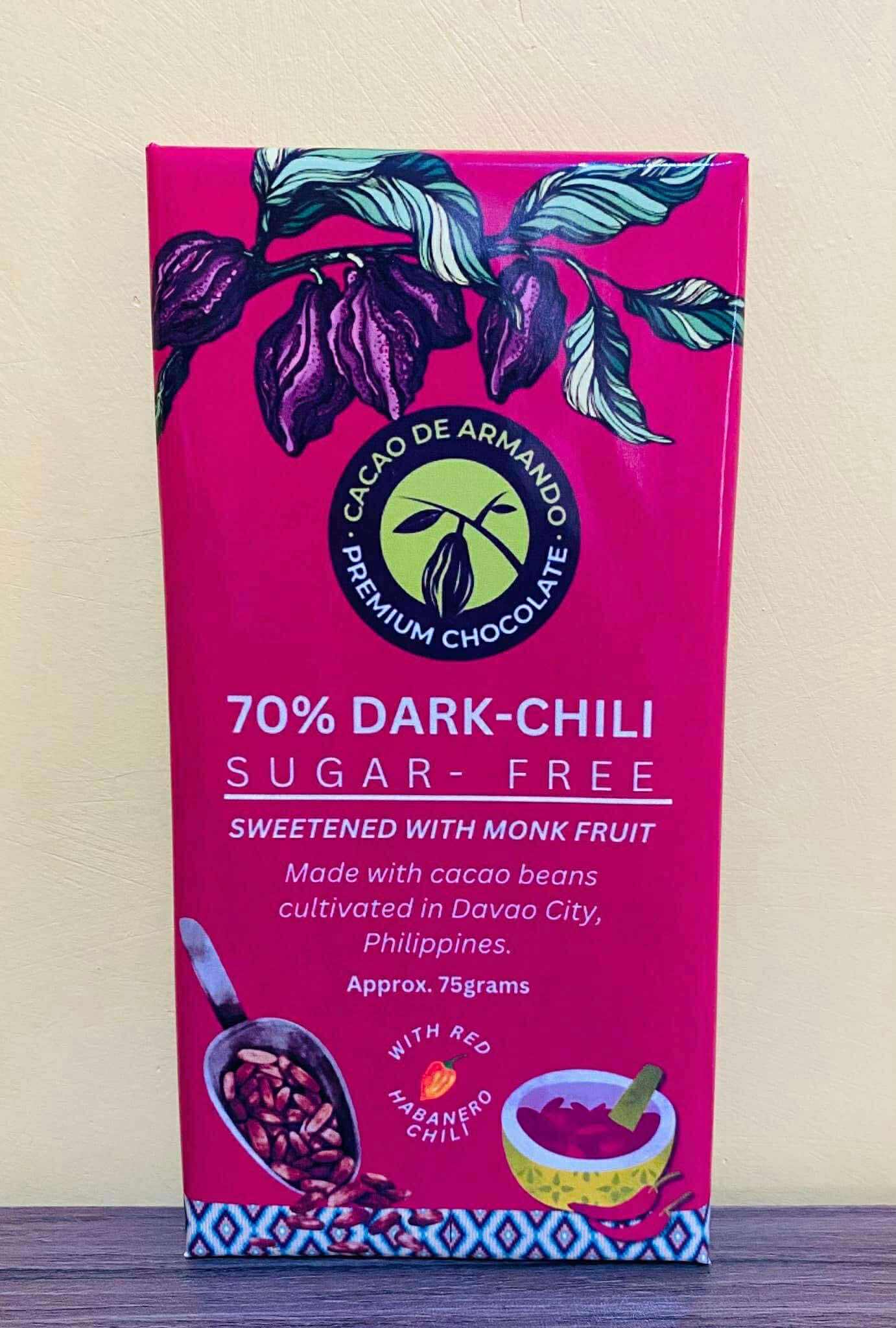 Cacao de Armando 70% Dark-Chili Sugar-Free Chocolate