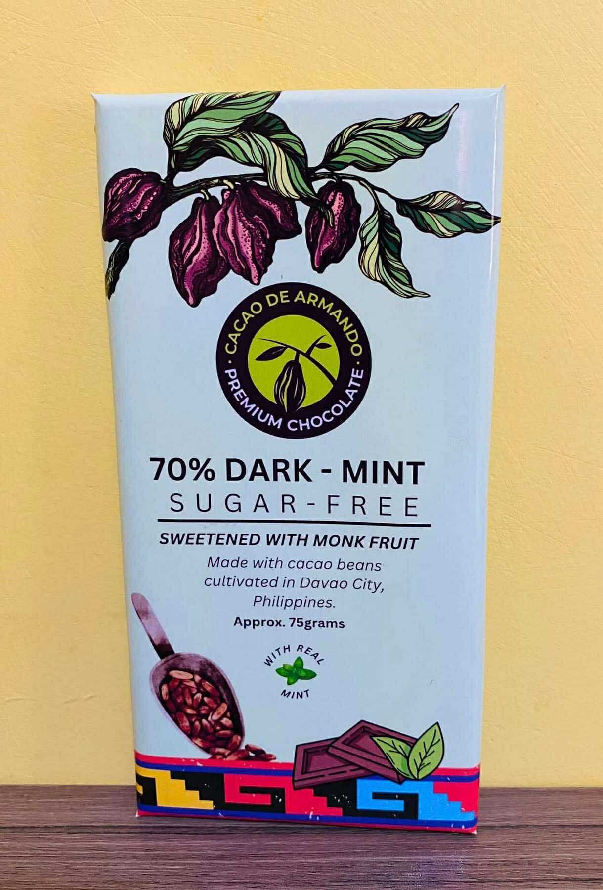 Cacao de Armando 70% Dark-Mint Sugar-Free Chocolate